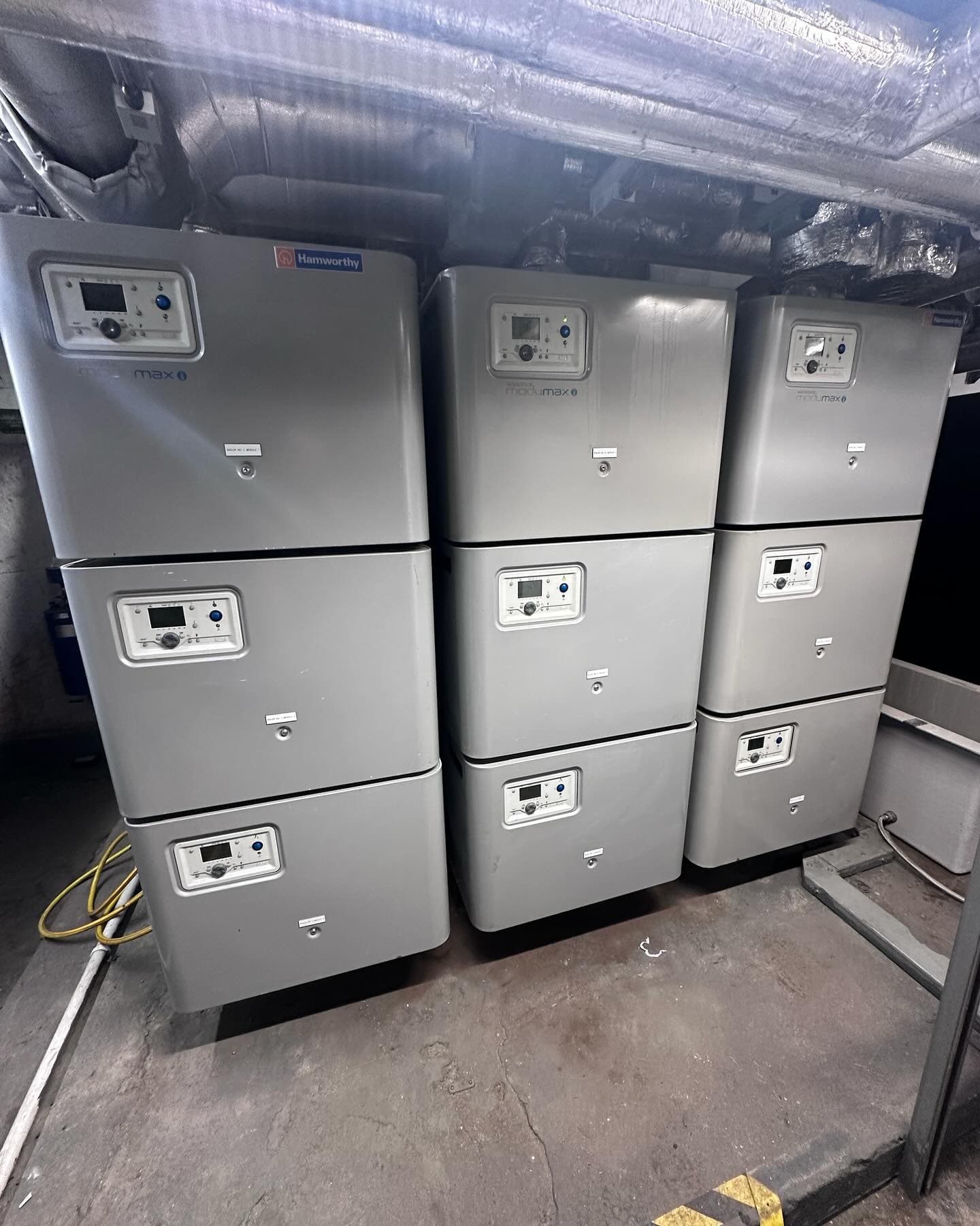 Nine Hamworthy Modumax boilers after servicing