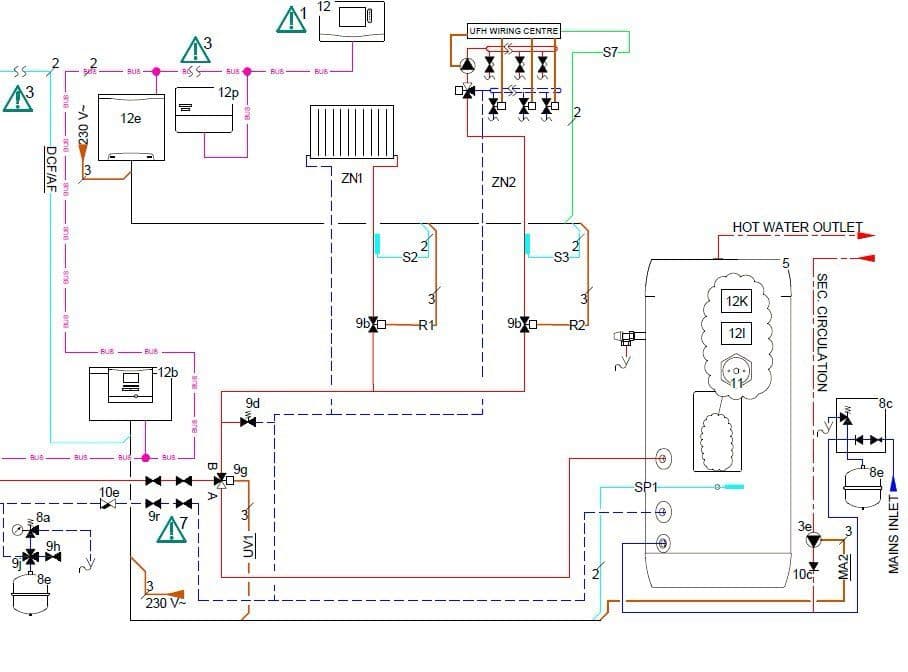Heating system schematic produced by Spitfire Commercial for a commercial installation